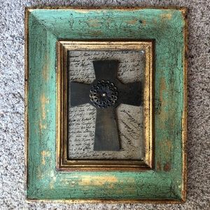 Green and Gold Framed Cross